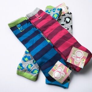 Vintage OP Multicolor Knee High Socks, Crazy Socks, Funky Designs, Set of 4